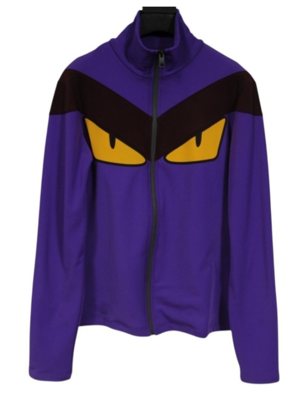 Fendi Womens Monster Eyes Tech Knit Zip Up Track Jacket Size IT 46 Purple